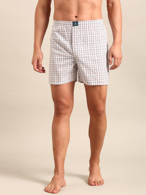 White Checked Cotton Boxer